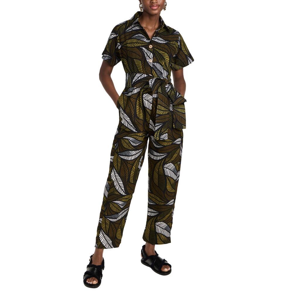 Elisamama Vibrant Multi Leaf Jumpsuit Size S NWT